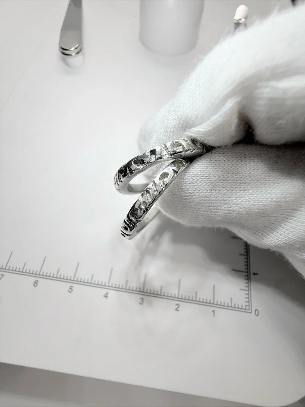 Two Stackable Sterling Silver Rings with Swirl Pattern - Size 6-3/4